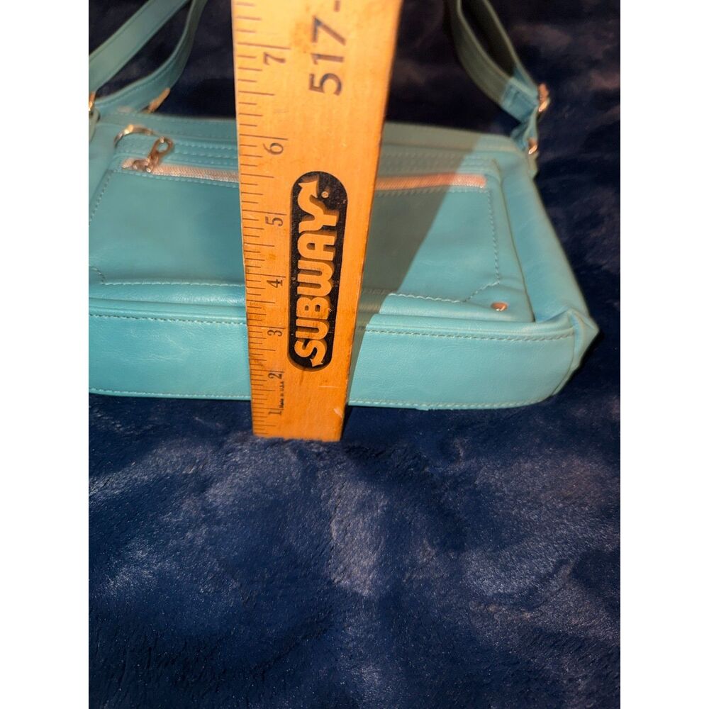 Relic Teal Blue Faux Leather Multi Pocket Crossbody Shoulder Bag - Picture 6 of 7